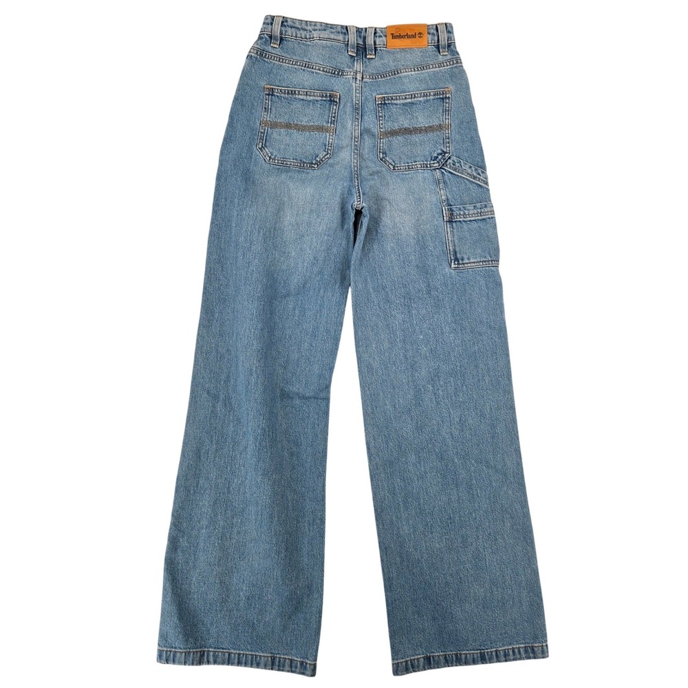 Timberland NEW‎ W25 L34 Carpenter Wide Leg Jeans Women Blue Workwear Utility